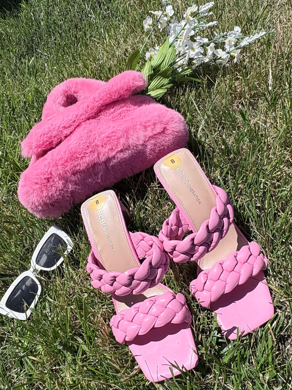 BCBGeneration Pink Braided Slide Heels